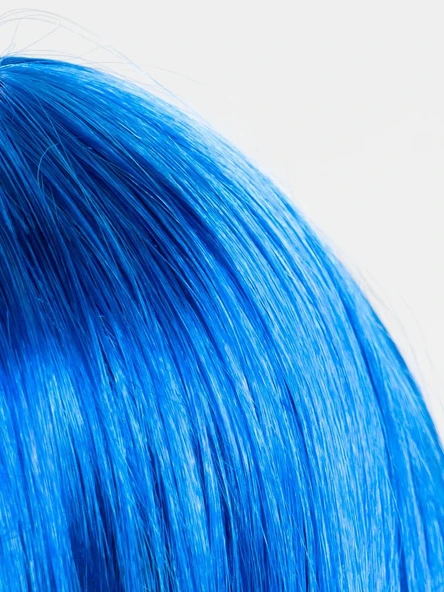 Mavi Renk Uzun Parti Peruğu - Resim 4
