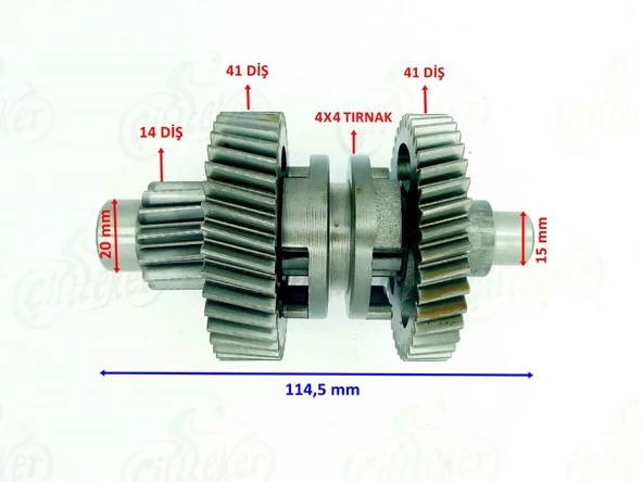 ATV Kanuni BS Vulcan Şanzıman Geri Vites Yön Dişli Seti – 14/41 Diş 4x4 Tırnaklı - Resim 2