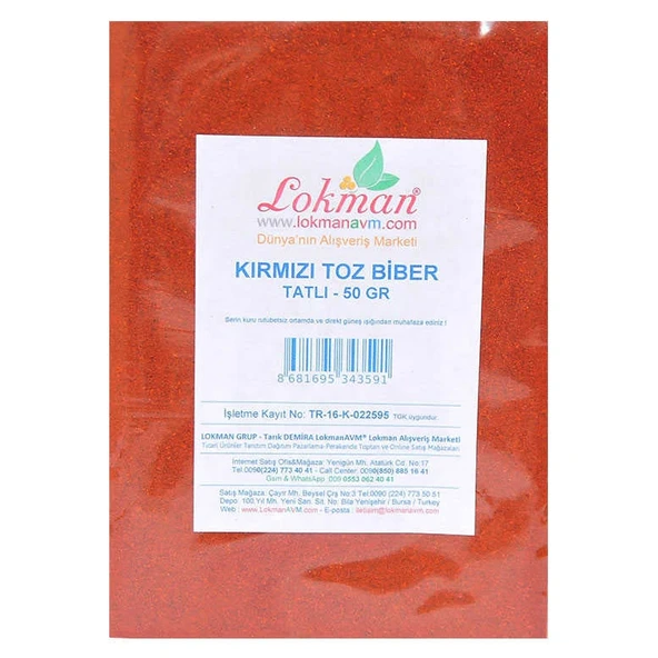 Kırmızı Toz Biber Tatlı Renk Biberi 50 Gr Paket - 2