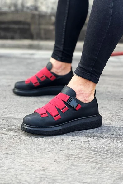 Kömür Kırmızı Erkek Yüksek Taban Ayakkabı - Resim 3