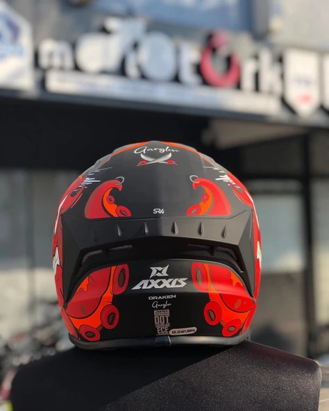AXXIS DRAKEN GARGLEN MAT SİYAH-KIRMIZI FULLFACE KASK (SİYAH+ŞEFFAF CAMLI) - Resim 5