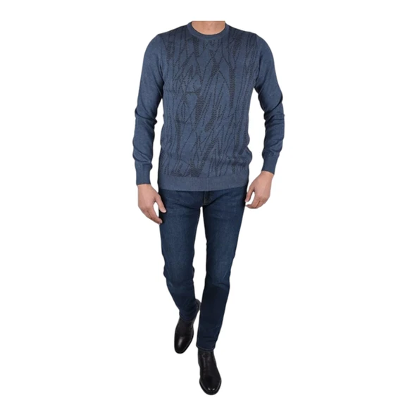 Bisiklet Yaka Desenli Kazak - 2