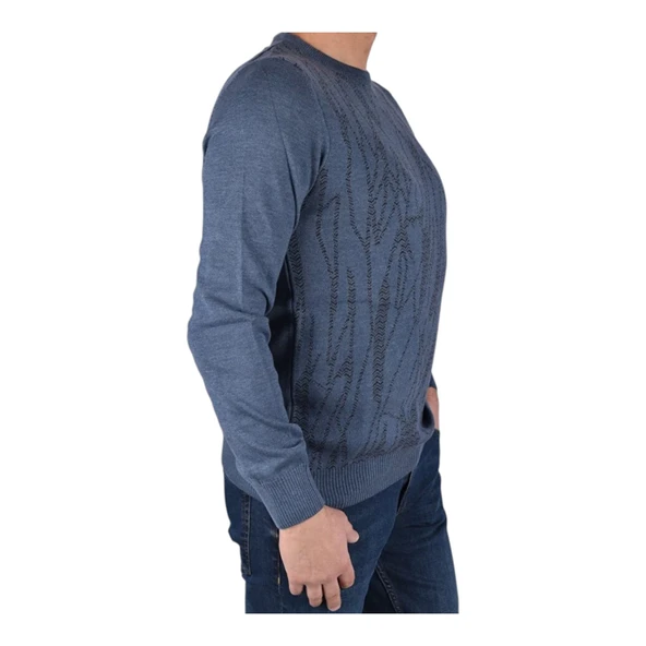 Bisiklet Yaka Desenli Kazak - 3