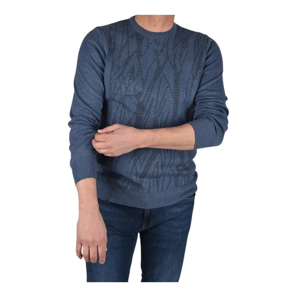 Bisiklet Yaka Desenli Kazak - 5