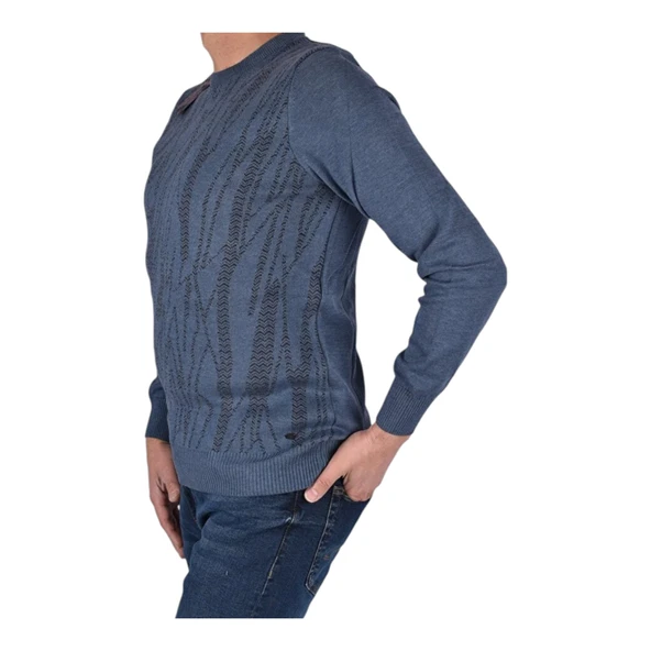 Bisiklet Yaka Desenli Kazak - 4