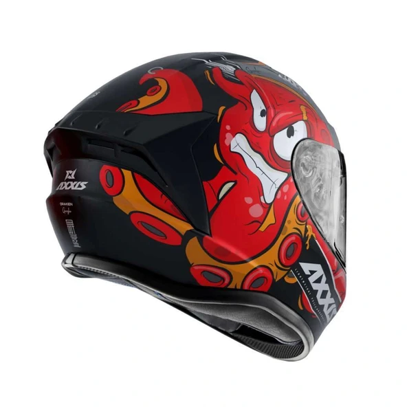 AXXIS DRAKEN GARGLEN MAT SİYAH-KIRMIZI FULLFACE KASK (SİYAH+ŞEFFAF CAMLI) - Resim 4