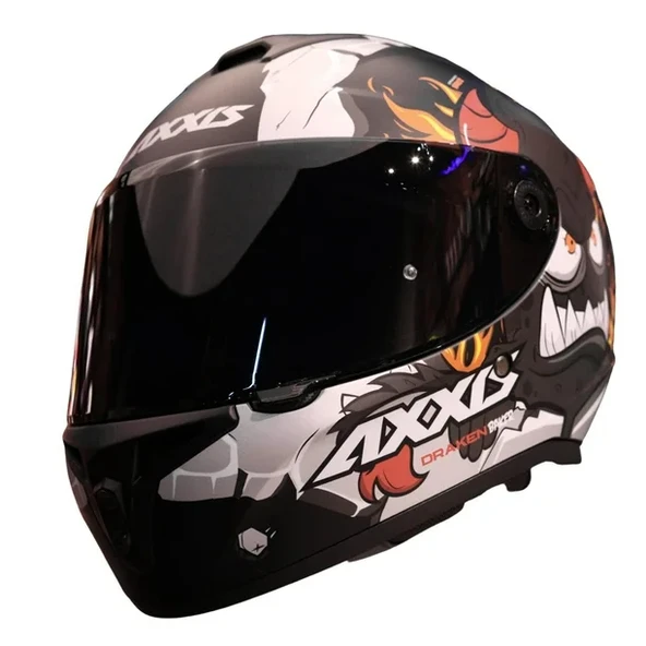 AXXIS DRAKEN BAKER SİYAH-GRİ-KIRMIZI FULLFACE KASK (SİYAH+ŞEFFAF CAMLI) - Resim 4