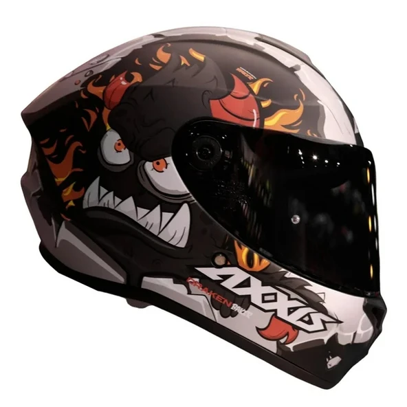 AXXIS DRAKEN BAKER SİYAH-GRİ-KIRMIZI FULLFACE KASK (SİYAH+ŞEFFAF CAMLI) - Resim 2