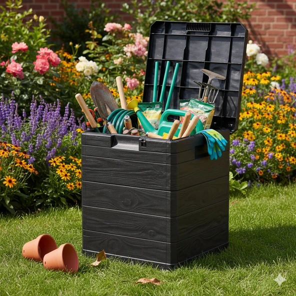 Bahçe, Balkon, Havuz Depolama Sandığı 90 Litre Antrasit | Kompakt & Dayanıklı Saklama Sandığı - Resim 5