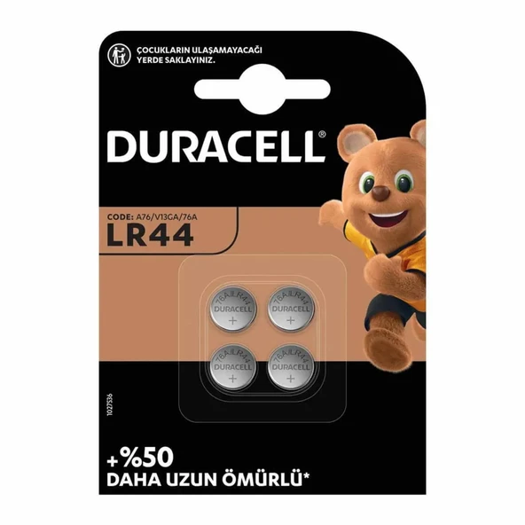 Duracell LR44 1.5 Volt Düğme Pil (4'Lü Paket) ürün görseli