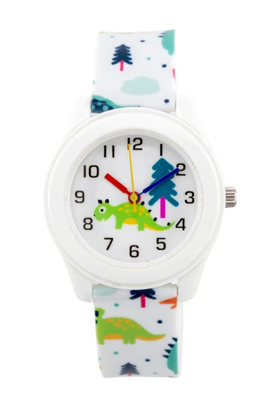 Sevimli Dinazor Figürlü Çocuk Saati Beyaz Renk Analog ST-304405 ürün görseli