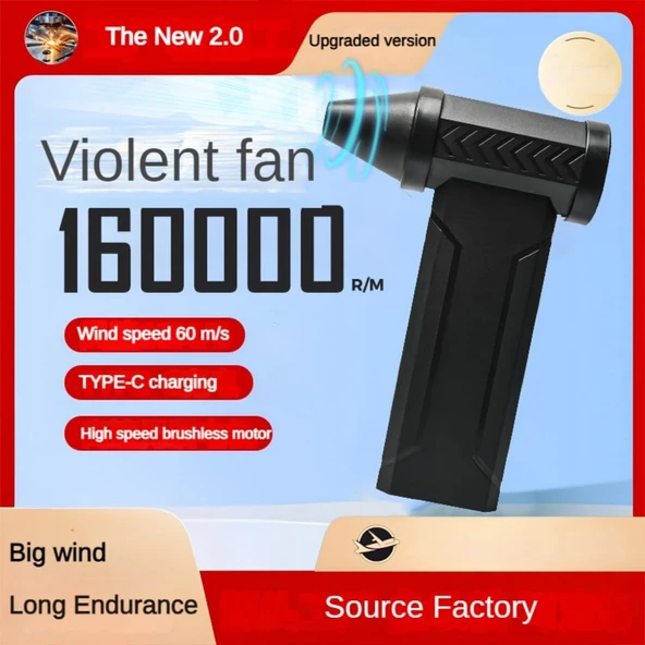 Sıkıştırılmış Hava Üfleyici 160000 RPM Turbo Fan – 10000mAh Şarjlı Toz Fırçası, Basınçlı Hava Püskürtme Cihazı - 10