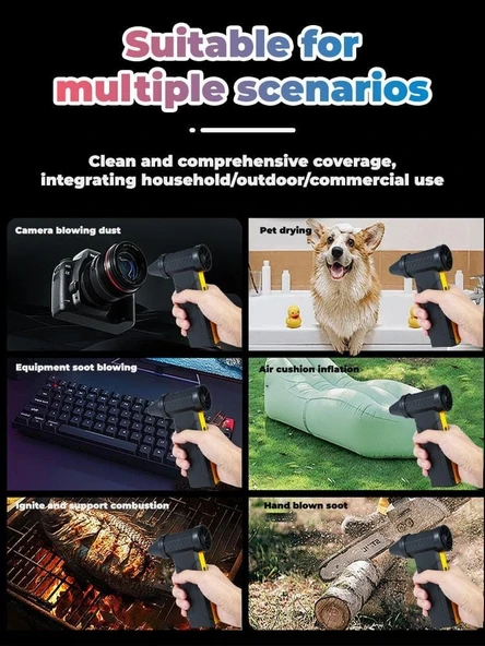 Sıkıştırılmış Hava Üfleyici 160000 RPM Turbo Fan – 10000mAh Şarjlı Toz Fırçası, Basınçlı Hava Püskürtme Cihazı - 3