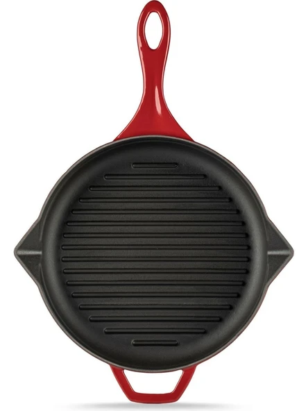 Hosse Yuvarlak Döküm Grill Izgara Tava 24CM Kırmızı Hs Y Gtv 24