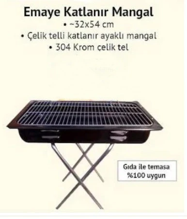 Ebru Trade Katlanır Ayaklı Emaye Mangal 32X54cm