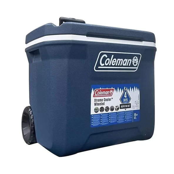 Coleman Xtreme Cooler Wheeled 50 QT Tekerlekli Soğutucu Buzluk 47 Lt Space Blue - Resim 7