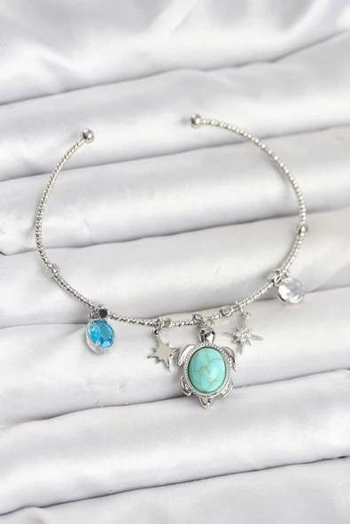 Caretta Caretta Charmlı Gümüş Renk Kadın Bileklik - EBJ251010W38206 ürün görseli