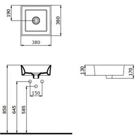 Vessel Tezgah Üstü Lavabo 38X38 cm Yasemin 1173-007-0125 - 2