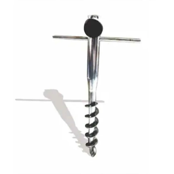Burgulu Metal Sıkma Aparatlı Plaj Şemsiye Kazığı 40 CM - 1