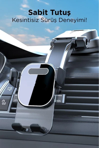 048 Siyah Araç İçi Vantuzlu 360 Derece Telefon Tutucu - 4