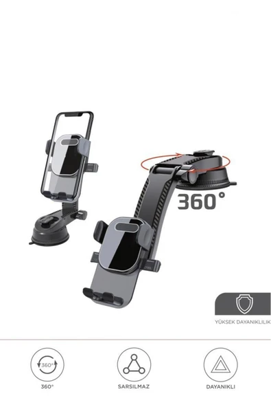 048 Siyah Araç İçi Vantuzlu 360 Derece Telefon Tutucu