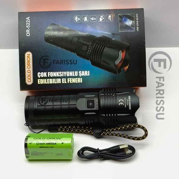OR-522A Şarj Edilebilir Çok Fonksiyonlu LED El Feneri - 100W, 5000 Lümen, 9000 mAh - 6