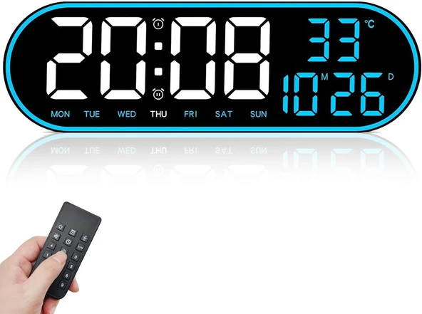 LED Duvar Saati: Büyük Ekran, Geri Sayım, Alarm, Kumanda, Sıcaklık ve Tarih Gösterimi, USBLED Duvar Saati: Büyük Ekran, Geri Sayım, Alarm, Kumanda, Sıcaklık ve Tarih Gösterimi, USB