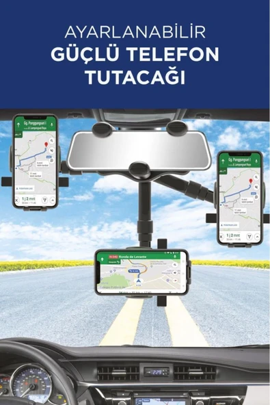 034 Siyah 360 Derece Dönebilen Güçlü Telefon Tutucu - Resim 3