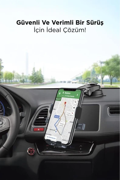 048 Siyah Araç İçi Vantuzlu 360 Derece Telefon Tutucu - 2