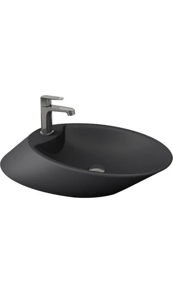 Bocchi Vessel Batarya Banklı Çanak Lavabo 72 cm Mat Antrasit 1021-020-0126