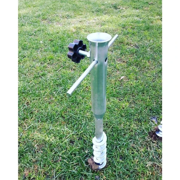 Burgulu Metal Sıkma Aparatlı Plaj Şemsiye Kazığı 40 CM - 2