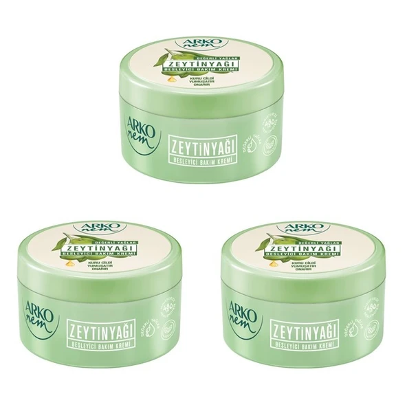 Arko Nem, (YENİ) Zeytinyağlı Nemlendirici El ve Vücut Bakım Kremi - 250 ml x 3 Adet
