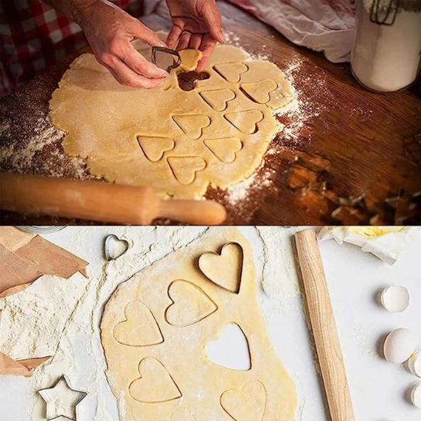 12 Adet Paslanmaz Çelik Kurabiye Kalıbı Seti - Resim 5
