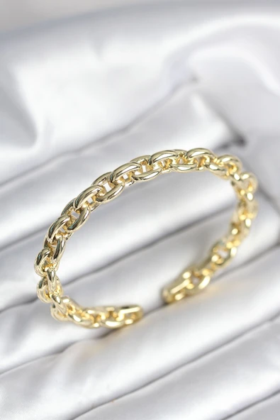 Zincir Model Gold Renk Pirinç Kadın Bileklik - EBJ251010W38188 ürün görseli