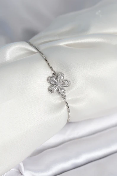 Çiçek Model Asansörlü Gümüş Renk Kadın Bileklik - EBJ251010W38149 ürün görseli