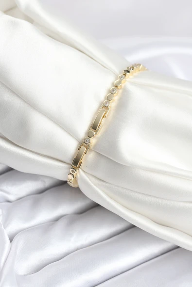 Pirinç Gold Renk İnce Petek Model Kadın Bileklik - EBJ251010W38197 - Resim 2