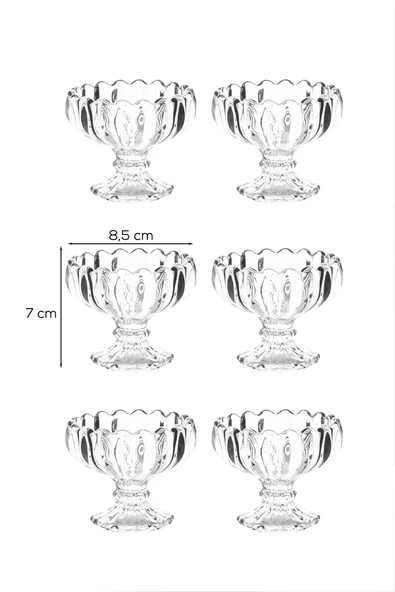 Porsima Mimoza Cam Kase Puding Tatlı Ve Dondurma Kasesi 6'lı Kase Çerez Seti - Resim 5
