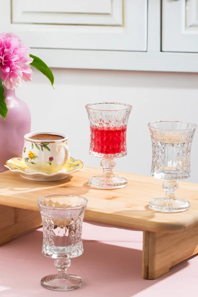 Porsima Yasemin 6lı Kahve Yanı Cam Bardak Takımı