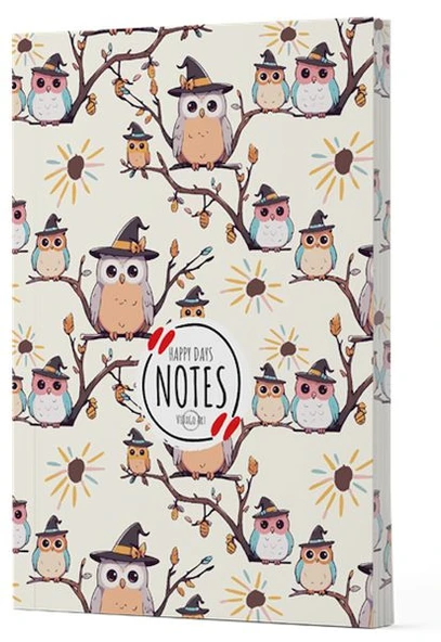 Baykuş 7 - Yan Boyamalı Çizgili Defter ürün görseli 1