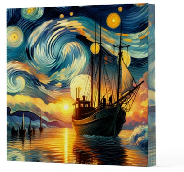 Van Gogh 2 Gemi - Çizgisiz Yan Boyamalı Defter ürün görseli 1