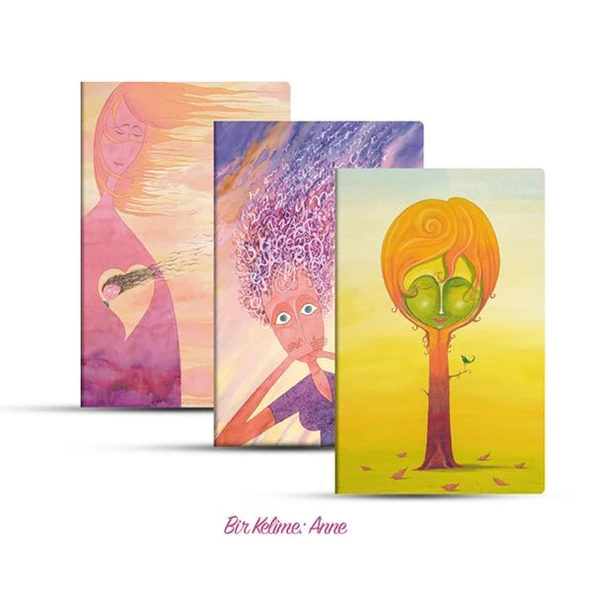 Üçlü Çizgili Defter Seti: Bir Kelime: Anne ürün görseli 1