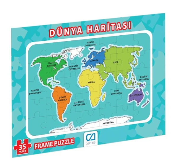 Dünya Haritası Frame Puzzle-35 ürün görseli 1
