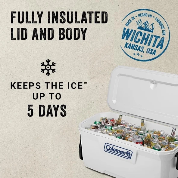 Coleman Xtreme Wheeled 100 QT Tekerlekli Soğutucu Marine Buzluk 94.6 Lt Beyaz - 4