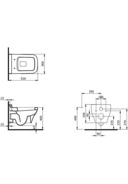 Bocchi Scala Asma Klozet Mat Siyah ( KAPAK DAHİL DEĞİLDİR )1080-004-0128 - Resim 4