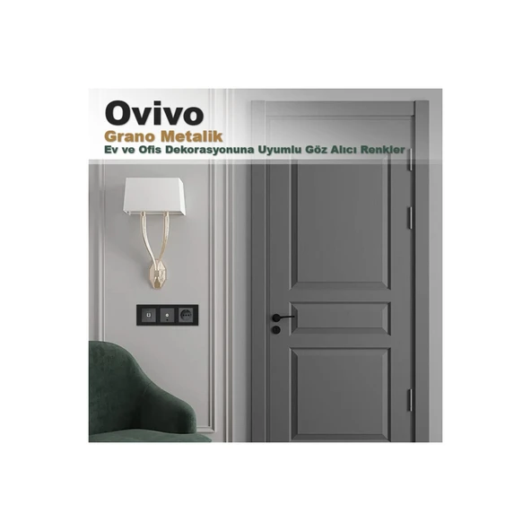 Ovivo Grano Metalik Vavien Anahtar Füme + Füme Çerçeve - 2