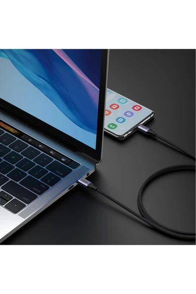 Ugreen Usb-c 240w Örgülü Hızlı Şarj Kablosu, 1 Metre, Siyah - 15311 - Resim 5