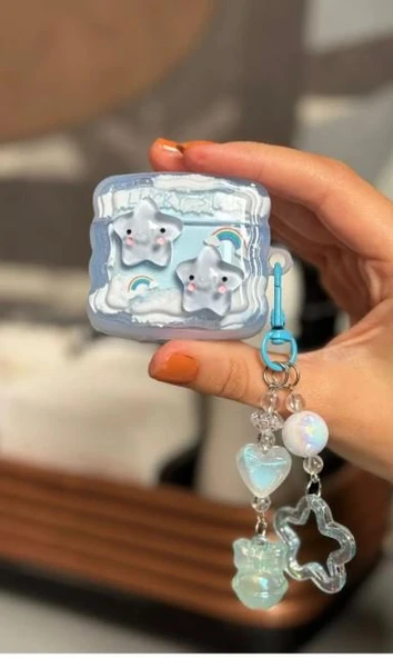 Airpods 4. Nesil Ile Uyumlu Sevimli Yıldız Figürlü Ve Boncuk Süslü Kulaklık Kılıfı - 1