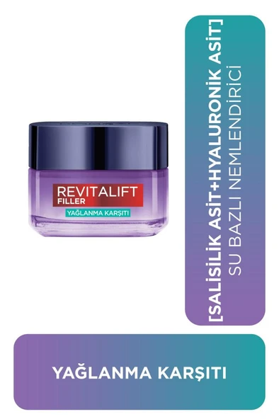 Loreal Paris Revitalift Filler Yağlanma Karşıtı Su Bazlı Nemlendirici Jel Krem - Salisilik Asit & Hyaluronik Asit ürün görseli 1