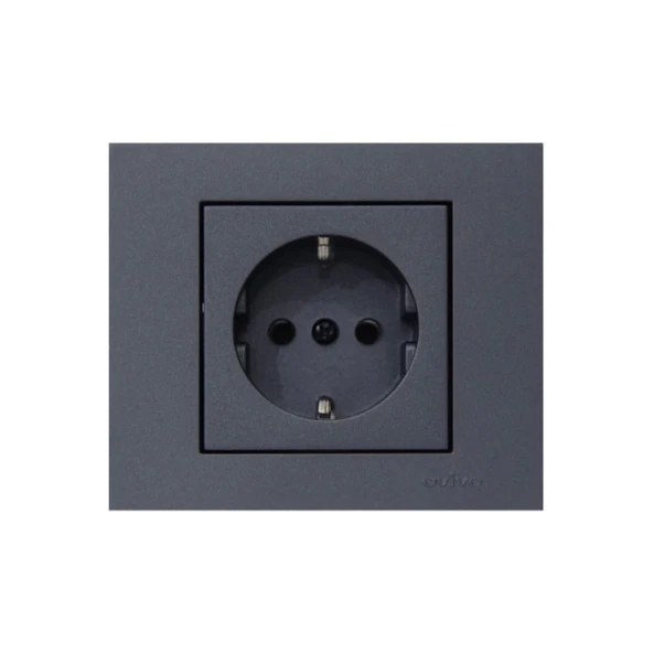 Ovivo Grano Füme Topraklı Priz + Çerçeve