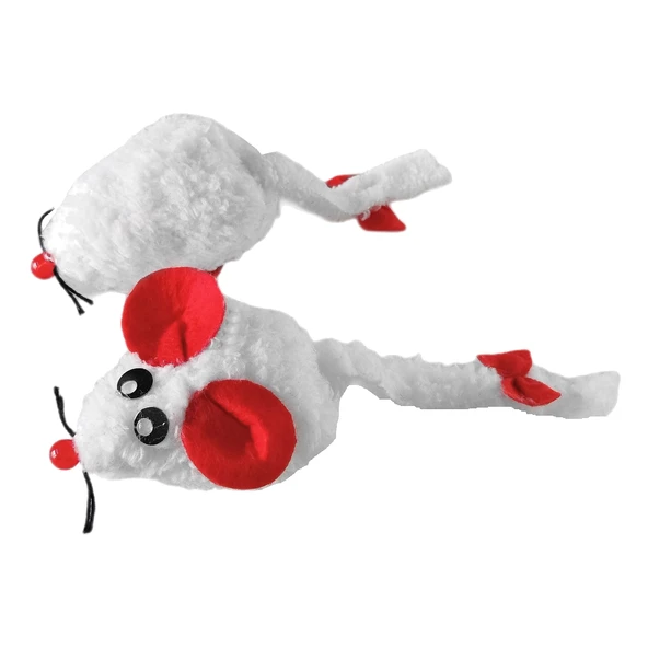 Markapet Kedi Oyuncağı Bıyıklı Peluş Fare 4,5 x 6-15 cm Beyaz - Resim 2